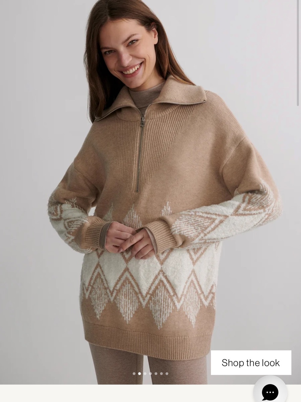 Varley Betty jacquard half zip knit